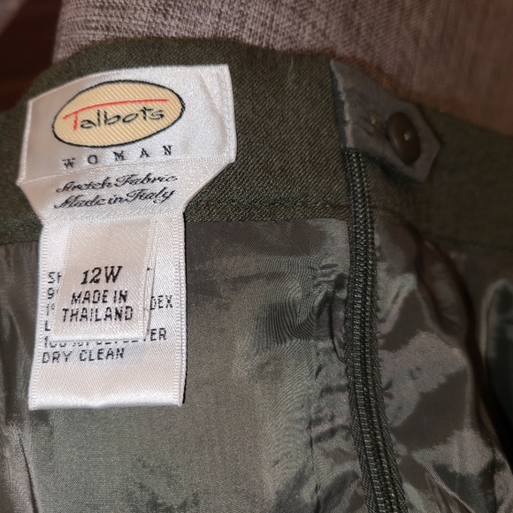 Talbots Vintage olive wool pleated skirt Sz 12 W - Picture 5 of 9
